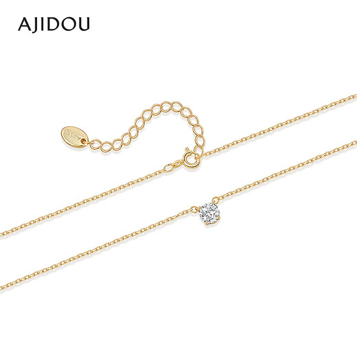 Ajidou Ajidou Halskette, chinesisches Valentinstagsgeschenk, modische und einfache leuchtende Zirkonia -Anhängerkette, Sende an eine Freundin, geben Sie an Frau, Golden 39 cm 1 Stück