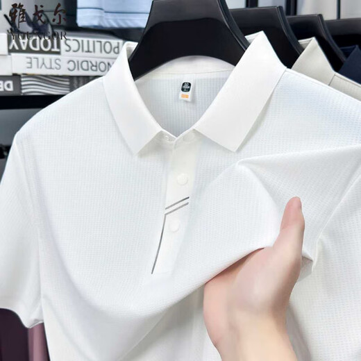 雅戈尔旗舰官方店夏季高端短袖T恤中年男士无痕冰丝POLO衫翻领纯色休闲 15810宝兰 4XL 58 (186-205斤)