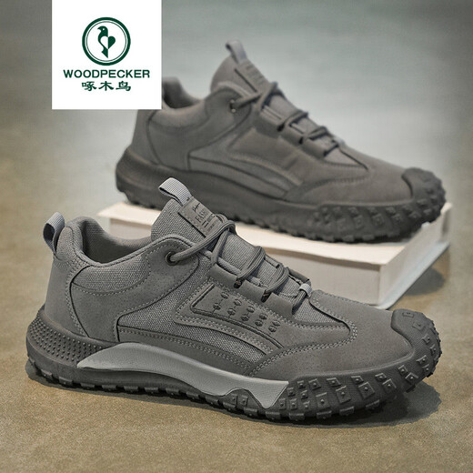 Woodpecker Brand printemps et été 2025 Nouveaux chaussures de travail décontractées sportives pour le site de construction de l'usure non glisser pour hommes chaussures de travail de travail gris 40