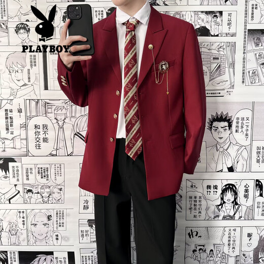 Playboy (PLAYBOY) DK uniform blazer men's college style Japanese style handsome and versatile student black jk casual suit black with the same badge M
