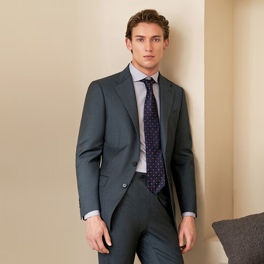 Guillaume de Mons Australian Pure Wool Suit Men's Business Formal Wear Men's Three-piece Groom Wedding Dress Formal Suit Suit Men's Upgraded Version Gray Top + Trousers + Vest Size 48 (please note the size of the trousers)