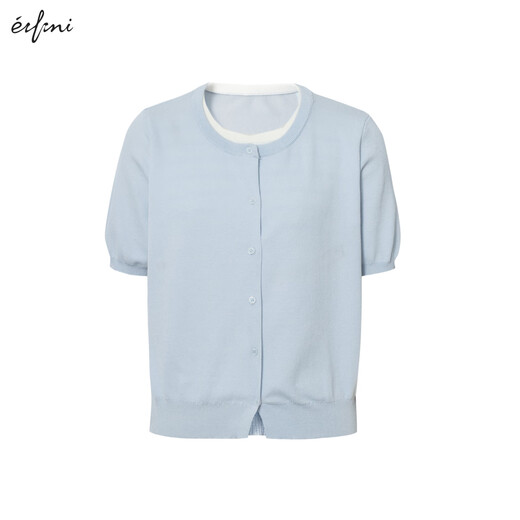 
Eifli (eifini) Eifli round neck fake two-piece knitted cardigan for women's summer thin outer sun protection top 2025 summer new style Sea ice blue L 115-130Jin [Jin equals 0.5 kg]