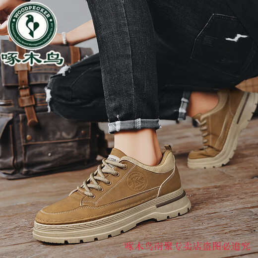 Woodpecker Martin Boots Men's 2025 New Spring and Summer Retro British Style Genuine Leather Casual Leather Shoes High Top Workwear Men's Shoes Black K821 Black 42