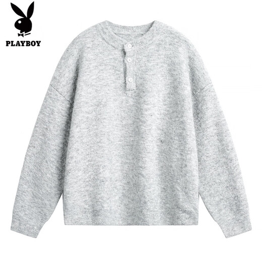 Playboy (PLAYBOY) retro old money Henry collar polo sweater men's autumn and winter thickened warm sweater lazy style pullover sweater jacket Moss green XL