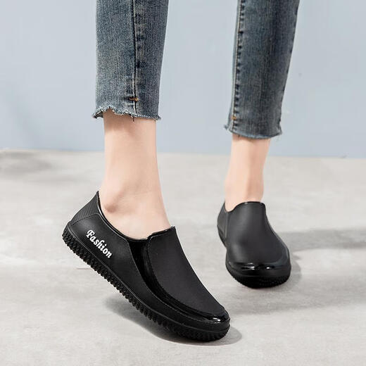 麦舒特春秋时尚浅口雨鞋女防水防滑平底雨靴女四季耐磨洗车厨房工作胶鞋 388杏色单鞋（偏小一码） 36