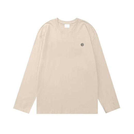 Ziweiqi trendy brand men's long-sleeved cotton spring and autumn base shirt heavy top Japanese cotton shirt white loose letters white cotton long-sleeved - 1365 S [Suggested 90-115Jin [Jin equals 0.5 kg]]
