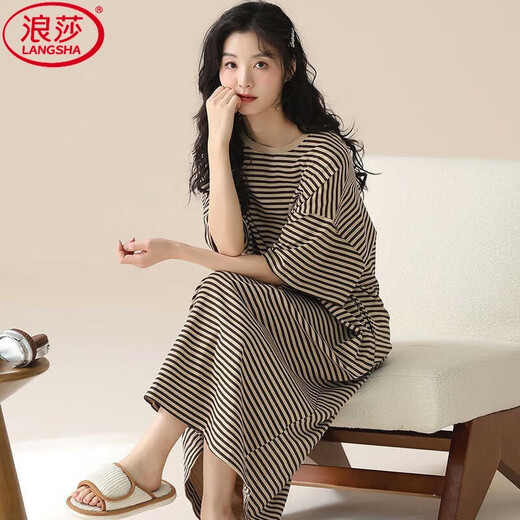 Camiseta Langsha (Langsha) Camiseta para mujeres en verano Color sólido de manga corta Algodón Long Falda delgada de mujeres embarazadas dulces para mujeres en grasas de verano más muebles para el hogar de gran tamaño F-6626 4xl (recomendado 165-190Jin [Jin equivale a 0.5 kg] f] f f.