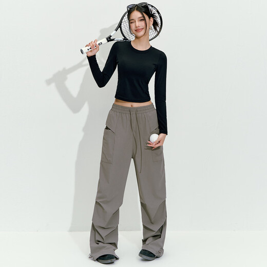 LULULMCCTN women's new tight-fitting slimming Pilates professional training sports long-sleeved top with chest pad yoga wear dark brown M