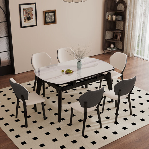 
Gujiajiajia furniture 2025 new small apartment microcrystal stone retractable dining table super crystal stone household solid wood square radius 9905# solid wood retractable table 9905# solid wood retractable 76cm 148X90X