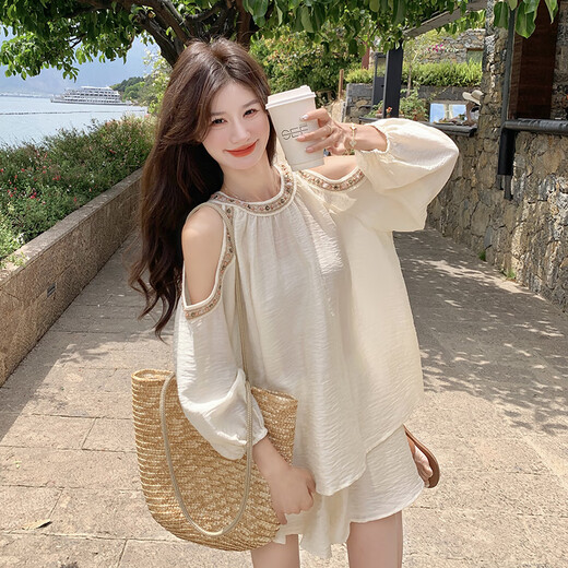 拉夏贝尔（La Chapelle）杏色巨好看的夏天套装女2025新款感气质穿搭一整套短裤两件套 杏色 XS (95斤内)