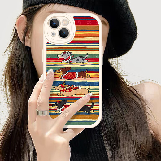 艾格辰奔跑吧狗狗适用苹果13手机壳15Promax硅胶iPhone16小羊皮11新款12 大眼羊皮白色-X1484 红米Note11Pro5G