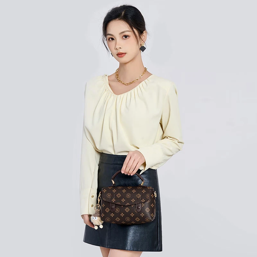 Ji Shizhe's Light Luxury Bag Women's Bag Shoulder Bag Women's Crossbody Bag Chinese Valentine's Day Gift for Girlfriend and Wife Memorial Gift Brown Fashionable and Versatile Women's Bag Small Bag Exquisite Gift Box