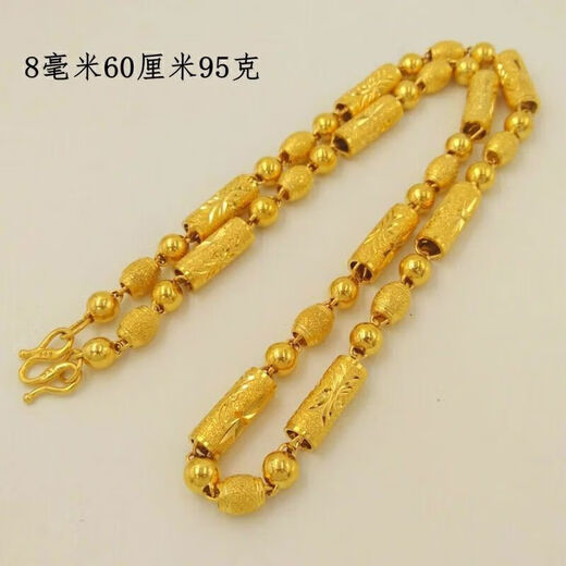 BMOI old phoenix gold-plated silver necklace for men and women, new temperament hexagonal bamboo tycoon necklace, 8 mm thick, 60 cm long, 28 grams heavy, men's domineering