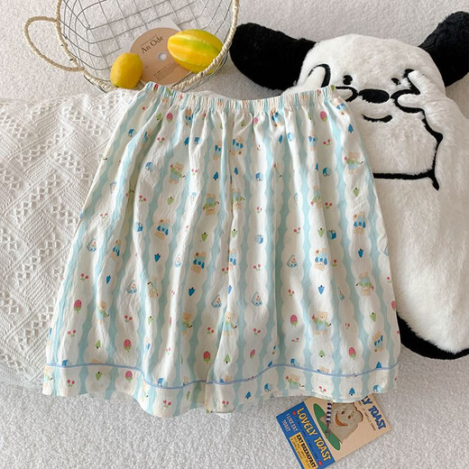 芬腾三件套樱桃小熊睡衣女夏季短袖可爱卡通宽松云朵棉夏天家居服套装 js-9906#蓝底动物 三件套-云感 M 码155-162体重105斤内