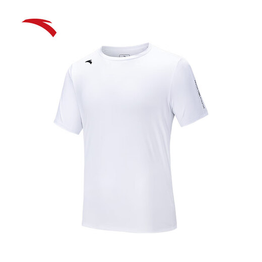 ANTA (ANTA) quick-drying T-shirt for men running autumn long-sleeved quick-drying clothing for men 3A antibacterial moisture wicking fitness sports tops for men solid color quick-drying technology-arm printing pure white M (170) recommended 120-130Jin Jin equals 0.5 kg