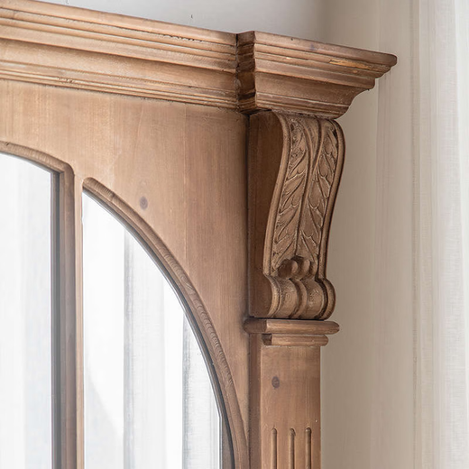 Yusenyi French retro mirror household full-body mirror solid wood old carving decoration full-body mirror clothing store full-body mirror hanging retro old iron wall creative beauty mirror A2687 No