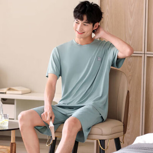 Sangqin Été décontracté grande taille pyjamas pour hommes à manches courtes de grande taille peut être porté à l'extérieur pour les jeunes élèves des vêtements à la maison hde9928 [coton] M