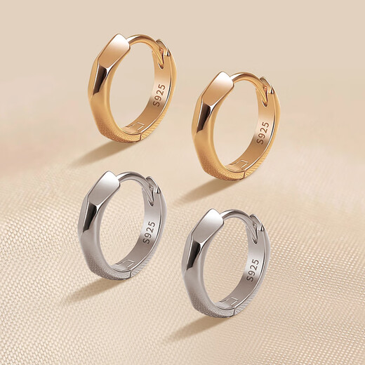 QPQK plain hoop earrings 2025 new light luxury high-end sterling silver earrings temperament earrings birthday gifts for boys and girls gold earrings high-end gift box