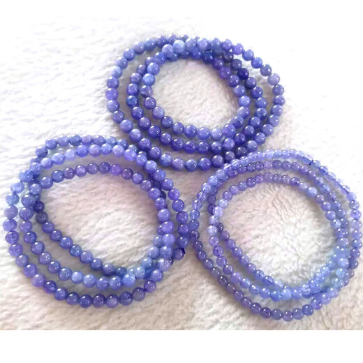 Chili natural tanzanite bracelet necklace raw stone bare stone tanzanite sapphire bracelet loose bead accessories no dyeing no baking color 3-3.5mm three circles