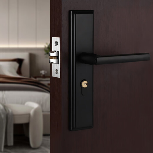 Zaihu Lock Door Lock Squinment Один язык дверной замок для дверей домашняя спальня универсальная комната крытая деревянная дверь ручка дверной дверь 50 тарелка из тиревой стали 13548 Медная пластина