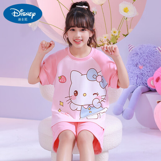 迪士尼（Disney）儿童睡衣纯棉短袖夏天薄款小海狸露比loppy卡通小女孩家居服套装 6630#叮当猫 170 12码身高(120-130cm)