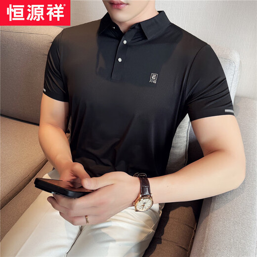 Hengyuanxiang bordado Narkless Pressing Glue Polo Polo Camiseta coreana Slim Camiseta Slim Business Top Casual Top Topy Caki L