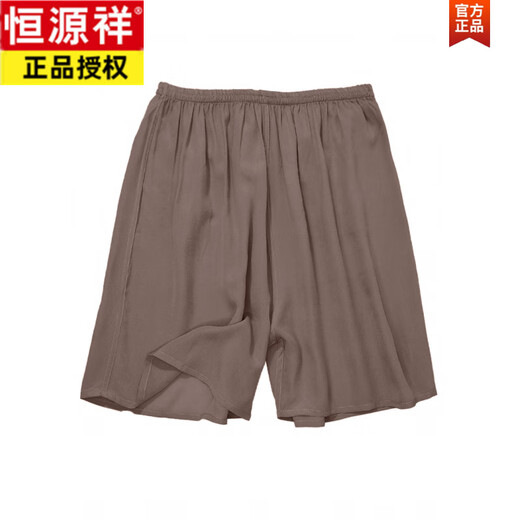 恒源祥夏季宽松真丝睡裤男士沙滩裤纯桑蚕丝五分短裤休闲家居女大码裤子 孔雀蓝 14082双绉 均码 115-165斤内图片色