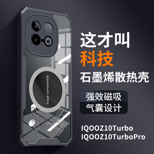 Ruisipai eignet sich für iqooneo10pro+Mobilfunkkoffer Z10Turbo+Case IQOO13/12 Schutz Neo9Spro New Cooling Full-Inclusive-Männer und Frauen E-Sport Hard Shell Anti-Fall-Fall-Fall mit hohem transparenten coolen schwarzen Graphenkühlungs-Lens All-Inclusive IQOO NEO10PRO+