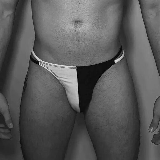 Men's sexy underwear men's low-waist sexy thong color-blocked cotton sports breathable t-pants muscular men 0 sports students white black M