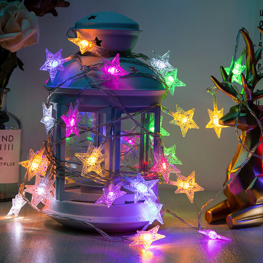 LED ambient light starry sky flashing light string outdoor ambient light room birthday light camping star light stall decorative light tent decorative light scene layout small lantern warm white romantic starry sky long battery life 1.5 meters 10 light strings