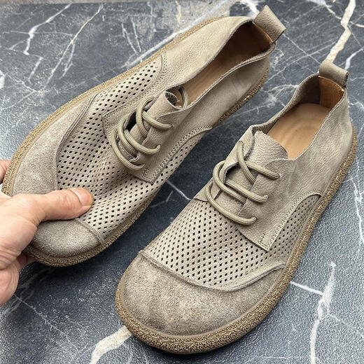 Binping Amber Fashion Pavilion Top Layer Cowhide Men's Shoes Mension's, Большой туфли на пальцах ноги, выдолбленная дышащая мягкая подошва, не скользящая повседневная кожаная обувь, khaki_po9901 44