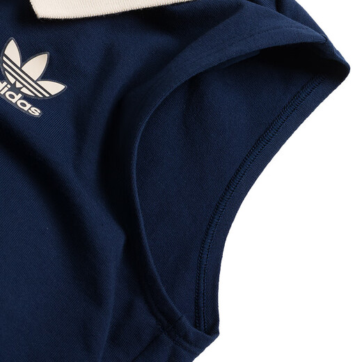 
Adidas Clover Vest Women's Summer New High-waist Short Sportswear Lapel Breathable Casual Sleeveless T-shirt KE3893 Deep Indigo Breast Pad S-34