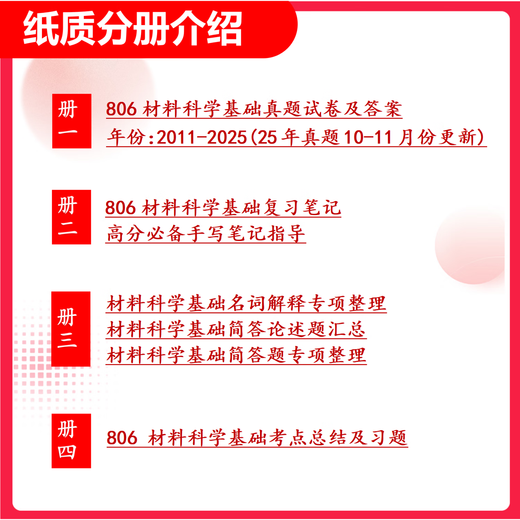 26浙江工业大学考研806材料科学基础浙工大材料工程化工初试真题 全套套餐 纸质书四册赠全套电子资料和视频