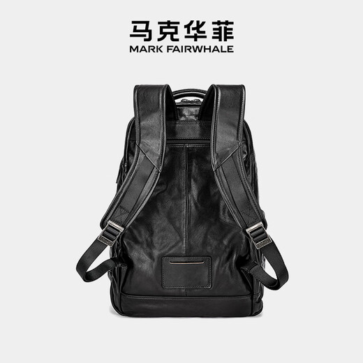 Mark Huafei Business genuine leather backpack with head layer cowhide large capacity trendy backpack deep black