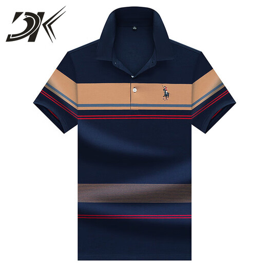 Футболка с короткими рукавами DK Men's Men's Slysed для мужской летние вышитые полосы повседневные простые молодые и универсальную рубашку поло в поло