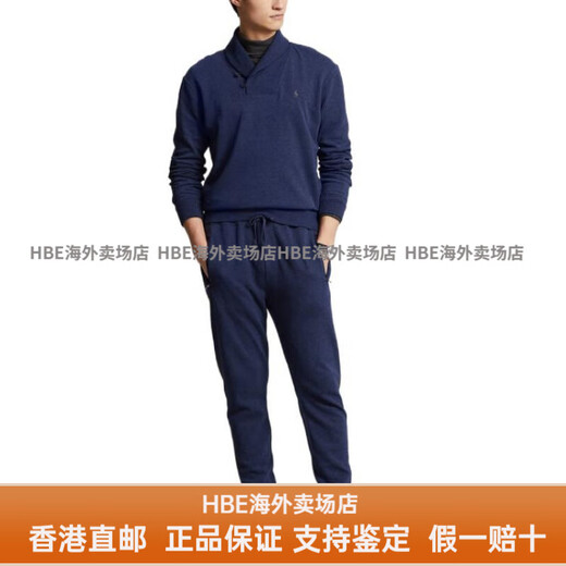 Polo Ralph Lauren男士毛衣纯色Logo刺绣平纹针织青果领套头长袖毛衣男款送女友男友 海军蓝 M