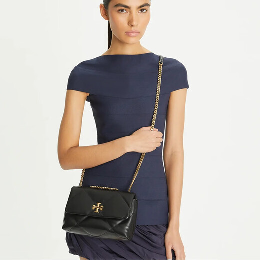 Tory Burch TB Women's Bag Kira Series Diamond Quilted Shoulder Crossbody Chain Bag 154706 001 Black