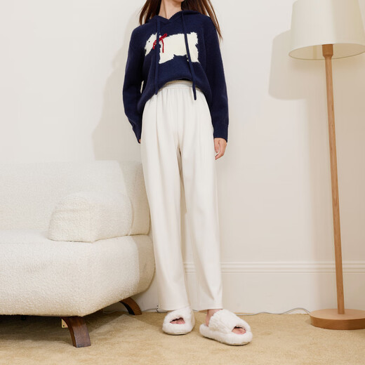 Three-color knitted Tibetan meat granny pants plus size women's 2025 winter new style mid-waist trousers versatile for fat girls