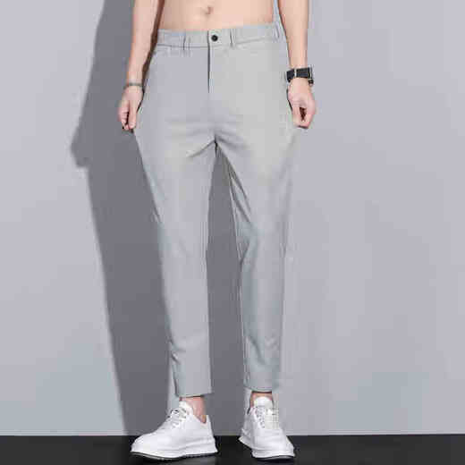 Yimengto yimen camel summer pantalones cortes de verano para hombres delgados seda delgada pantalones de alimentación pequeña delgada 2025 verano Nuevo pantalones casuales de línea recta 9905 gris oscuro + 9905 gris oscuro 9905 gris oscuro + 9900 28 28