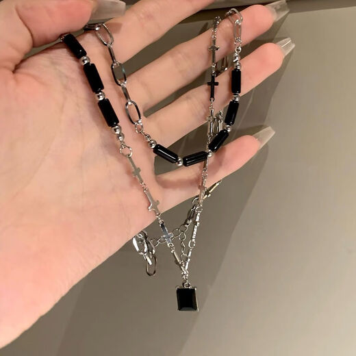 Miaoyijia Necklace Women's 2025 New Light Luxury Niche High-End Black Clavicle Chain Double-Stacked Sweet Cool Necklace Pendant Accessories Double-Stacked Black Necklace