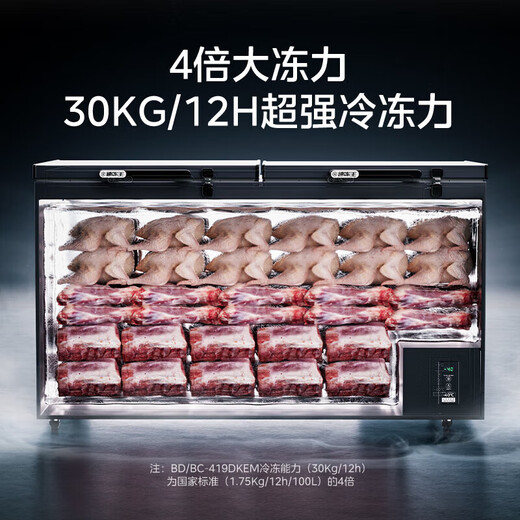 美的（Midea）500升以上冰柜商用大容量双门卧式冷冻柜深冷速冻柜大型海鲜专用柜冻肉急冻柜茶叶柜水果冷藏柜 719升 新升级减霜净味 -40℃速冻