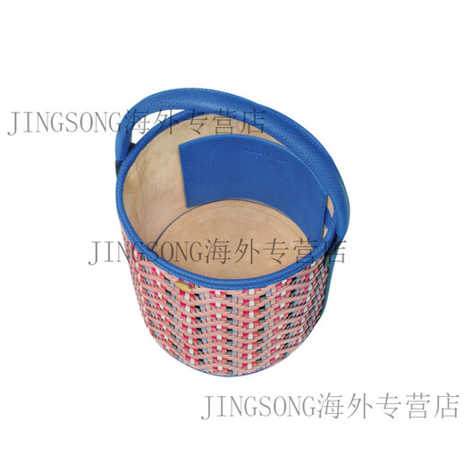 珑骧（longchamp）pure编织按扣短把水桶包牛皮单肩斜挎手提包小号女款粉红色 粉色蓝色拼色