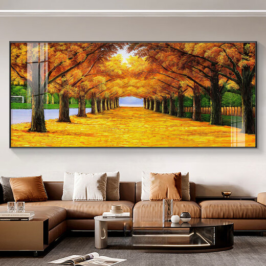 Sala de estar de piso dorado Pinturas colgantes Modern Atmosférico Fondo de fondo Decoración de paredes Pinturas Golden Avenue Pinturas al óleo Murales 3294-Hongyun Hangtou-B Pinturas de porcelana de cristal Strong 240*100m3.51