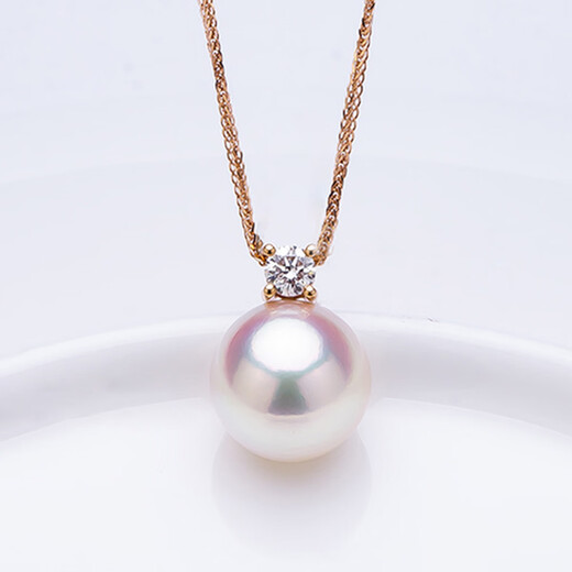 Queen of Pearls Princess Diana Style S925akoya Seawater Pearl Pendant Pearl Necklace for Women Birthday Gift S925 Silver + S925 Silver Flash O Chain 8.5-9mm