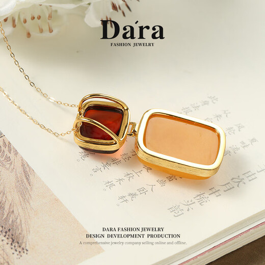 Dara natural amber beeswax pendant for women, yellow blood amber beeswax necklace, practical Chinese Valentine's Day gift for girlfriend