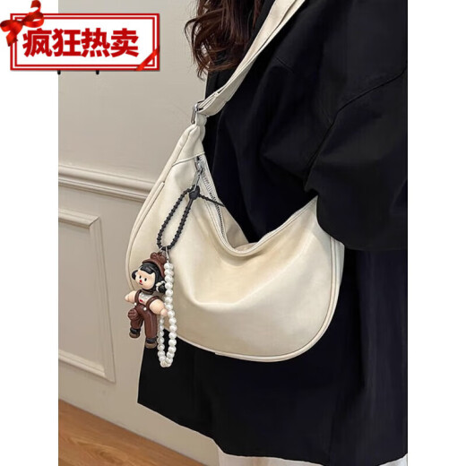 侑瑟（YOUSE）感包女款新款流行时尚通勤单肩包大容量百搭斜挎饺子包 黑色单包