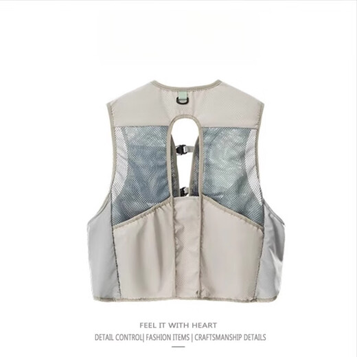He Jiagong outdoor multi-functional lightweight sports fishing vest multi-pocket hiking mountaineering riding short vest vest men gray S