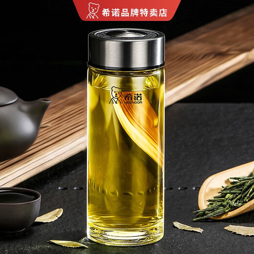 
HEENOOR SINO single-layer glass cup for men and women car portable thickened heat-resistant water cup simple household large capacity tea cup lift ring cup lid-695ml-large capacity with filter mesh