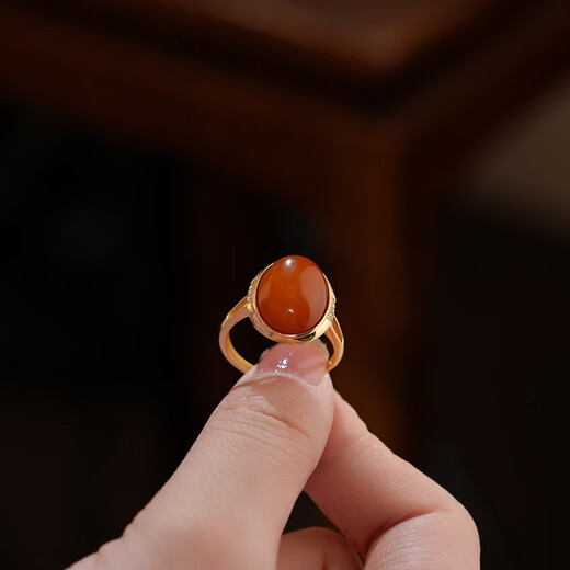 Dara beeswax ring open single ring S925 silver gold-plated old wax women's ring for mother in the year of birth, Chinese Valentine's Day gift for girlfriend