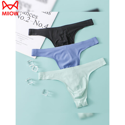 Catman (Miiow) Herrenunterwäsche niedrige Taille sexy Tanga-Eisseice-Eisseice Traaceless Gleastar Pure Desire u konvexer Körper Single Tanga dunkelgrau xl empfohlen 130-150jin [Jin ist 0,5 kg]